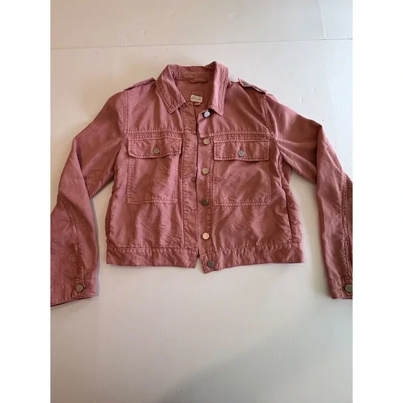 Gap Womens Utility Jacket Pink Dusty Rose Cropped Military Small - Picture 4 of 7